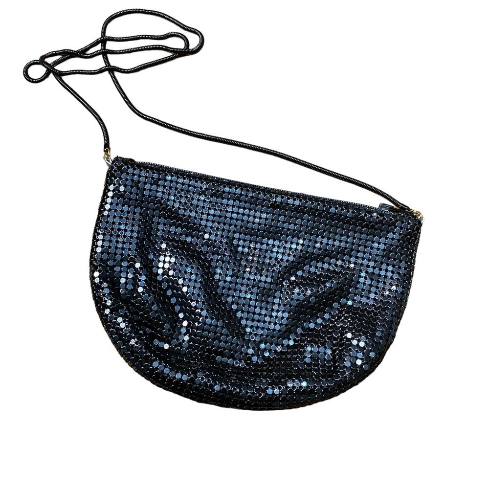 Andre Cellini Black Metal Mesh Vintage Crossbody‎ Bag